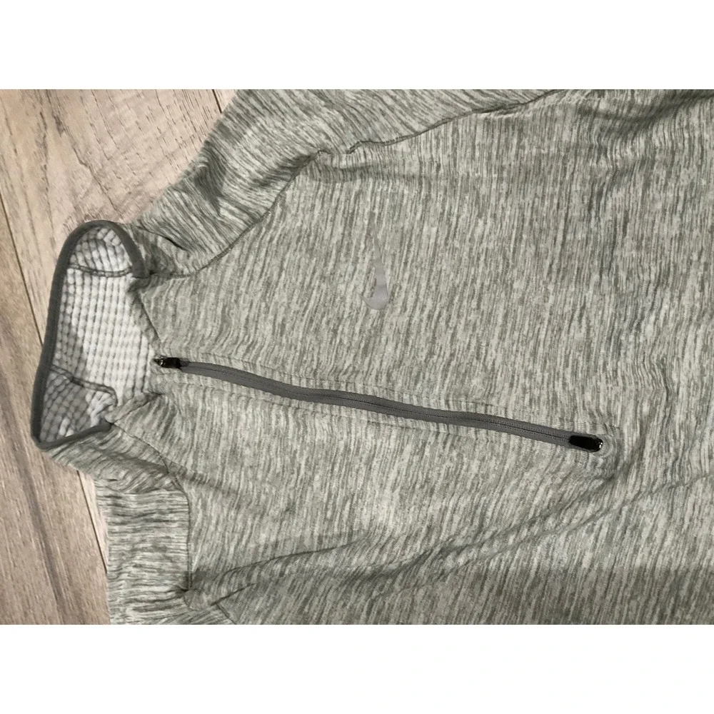 Nike Dri-FIT Womens Half Zip Running Top Grey Space‎ Dye Waffle Fleece Medium